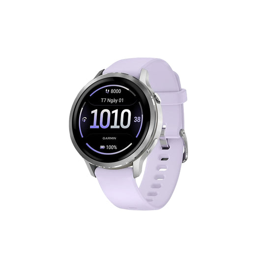 Garmin - Venu® 4 - 41mm - Silver with Periwinkle Silicone Band
