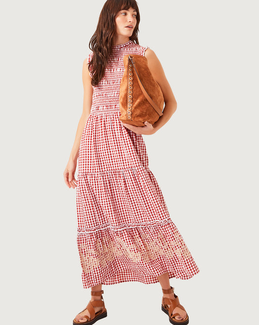 Greta Gingham Maxi Dress Red