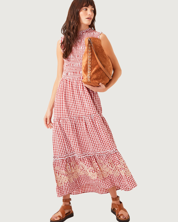 Greta Gingham Maxi Dress Red
