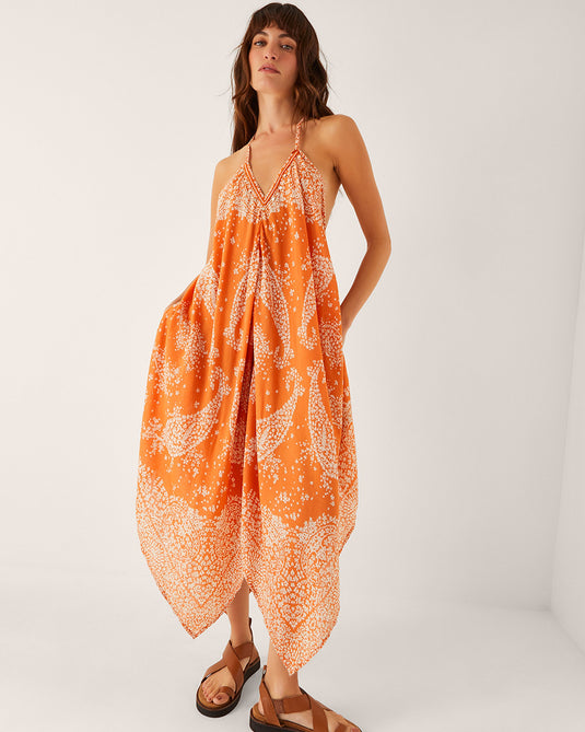 Madison Paisley Handkerchief Midi Dress