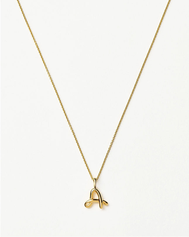 Curly Molten Mini Initial Necklace