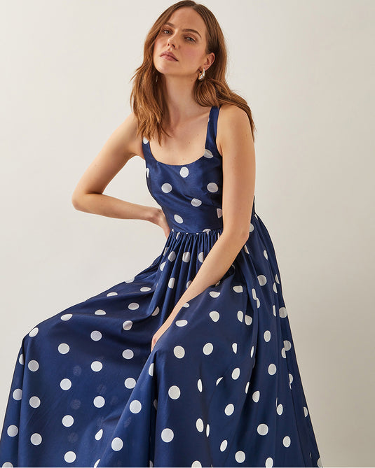 Sicily Fit and Flare Midi Dress Blue