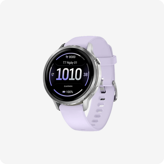 Garmin - Venu® 4 - 41mm - Silver with Periwinkle Silicone Band