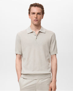 Ribbed Knit Polo Shirt