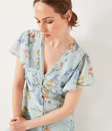 Jesse Floral Shirred Midi Dress