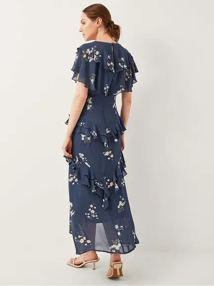 Puff Sleeve Broderie Midi Dress White