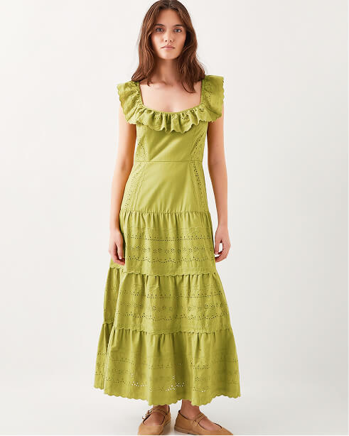 Lucy Broderie Dress Green